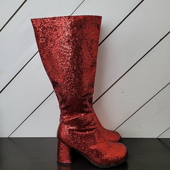 NEW Ellie Shoes Women's 7 boots Gogo-g Knee Boot Red Glitter - Picture 1 of 8